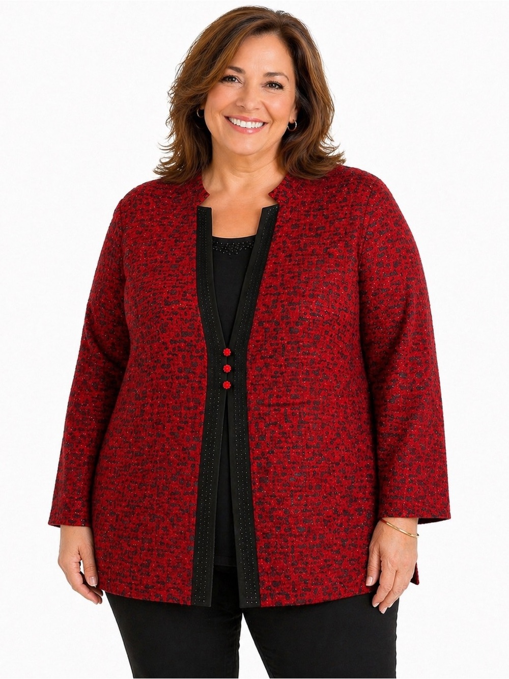 Amanda Collection Chic Red & Black Women's Blouse